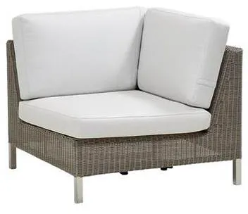 Cane-Line Connect hjørne modul, taupe, hynde i hvid